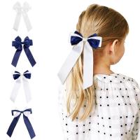 Children Hair Accessory, Satin Ribbon, Bowknot, handmade, Girl, more colors for choice, 140x240mm, Sold By PC