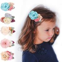 Children Hair Accessory, Cloth, Flower, handmade, Girl, more colors for choice, 76x50mm, Sold By PC