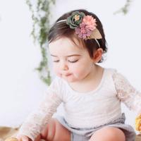 Cloth Hair Jewelry Set Headband & hair clip with Nylon Flower handmade 3 pieces & for children mixed colors 51mm 100mm Sold By Set