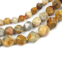 Naturlig Crazy Agate perler, Runde, Star Cut Faceted & du kan DIY & forskellig størrelse for valg, gul, Solgt Per 14.96 inch Strand