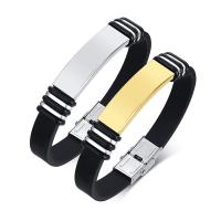 Silicone Bracelet with Titanium Steel fashion jewelry & for man 38*12mm 11mm Length Approx 8.78 Inch Approx 8.46 Inch Sold By PC