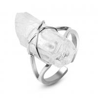 Natural Quartz Ring Finger, Kwarc bezbarwny, ze Stop cynku, biżuteria moda & dla kobiety, sprzedane przez PC
