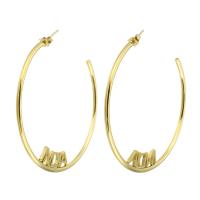 Stainless Steel Hoop Earring 304 Stainless Steel Vacuum Ion Plating Each custom text must be less than 10 letters & for woman golden Sold By Pair