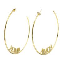 Stainless Steel Hoop Earring 304 Stainless Steel Vacuum Ion Plating Each custom text must be less than 10 letters & for woman golden Sold By Pair