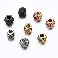 Cubic Zirconia grânulos de latão Micro Pave, cobre, Polígono, banhado, DIY & micro pavimento em zircônia cúbica, Mais cores pare escolha, níquel, chumbo e cádmio livre, 7x7mm, vendido por PC