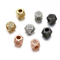 Cubic Zirconia Micro Pave Brass Beads Polygon plated DIY & micro pave cubic zirconia nickel lead & cadmium free Sold By PC