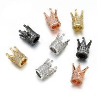 Cubic Zirconia Micro Pave Brass Beads Crown plated DIY & micro pave cubic zirconia nickel lead & cadmium free Sold By PC