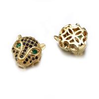 Cubic Zirconia Micro Pave Brass Beads Leopard plated DIY & micro pave cubic zirconia nickel lead & cadmium free Sold By PC