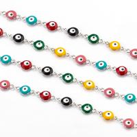 Stainless Steel Bar Chain 304 Stainless Steel Vacuum Ion Plating fashion jewelry & DIY & Unisex & evil eye pattern & enamel multi-colored 8mm Sold By m