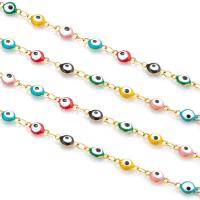 Stainless Steel Bar Chain 304 Stainless Steel Vacuum Ion Plating fashion jewelry & DIY & Unisex & evil eye pattern & enamel multi-colored 4mm Sold By m