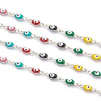 Stainless Steel Bar Chain 304 Stainless Steel Vacuum Ion Plating fashion jewelry & DIY & Unisex & evil eye pattern & enamel original color 6mm Sold By m