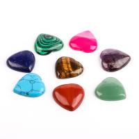 Wisior z kamieniem, Kamień naturalny, Serce, obyty, DIY & do wyboru różne materiały, dostępnych więcej kolorów, 30x30x6mm, sprzedane przez PC