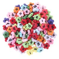 Alphabet Acrylic Beads Plum Blossom DIY & enamel mixed colors Sold By Bag