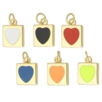 Mässing Hjärta Hängen, Square, guldfärg pläterade, mode smycken & emalj, fler färger för val, 10x13x2mm, 10PC/Lot, Säljs av Lot