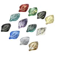 Colgantes de Cristal de Murano en Forma Planta, Hoja, chapado, Bricolaje, más colores para la opción, 16x23mm, aproximado 200PCs/Bolsa, Vendido por Bolsa