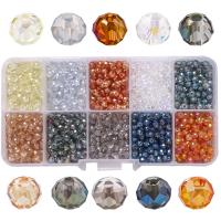 Crystal Pärlor, Kristall, med Plastlåda, plated, DIY & fasetterad, fler färger för val, 4mm, Ca 1000PC/Box, Säljs av Box