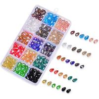 Teardrop Crystal Beads with Plastic Box plated DIY & faceted multi-colored Sold By Box
