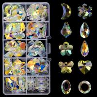 Colgantes de Cristal, con Caja de plástico, chapado en color AB, Bricolaje & facetas, aproximado 50PCs/Caja, Vendido por Caja