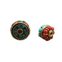 Brass Jewelry Beads with Resin Round gold color plated folk style & DIY mixed colors nickel lead & cadmium free  Approx 2.5mm Sold By PC