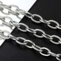 Rustfrit stål Oval Chain, 304 rustfrit stål, mode smykker & poleret & du kan DIY & Unisex, oprindelige farve, 13.50x8.50x2mm, 5m/Bag, Solgt af Bag