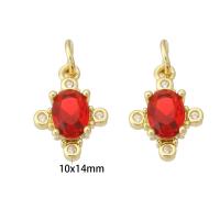 Cubic Zirconia Micro Pave Brass Pendant gold color plated fashion jewelry & DIY & micro pave cubic zirconia red Approx 3mm Sold By Lot