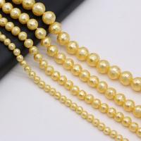 Muschelkern Perle, rund, DIY & verschiedene Größen vorhanden & facettierte, gelb, verkauft per ca. 15 ZollInch Strang