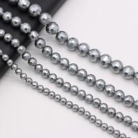 Muschelkern Perle, rund, DIY & verschiedene Größen vorhanden & facettierte, grau, verkauft per ca. 15 ZollInch Strang