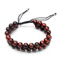 Gemstone Woven Ball Bracelets Red Tiger Eye Stone Round fashion jewelry & Unisex red 16mm Length Approx 7.48 Inch Sold By PC