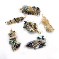 Freshwater Pearl Pendants with Resin & Brass irregular plated Unisex 15x40- Sold By PC