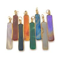 Pingentes de joias de ágata, with cobre, Retângulo, cromado de cor dourada, unissex, Mais cores pare escolha, 8x75mm, vendido por PC