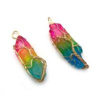 Quartz Gemstone Pendants with Brass irregular gold color plated Unisex multi-colored 18x51- Sold By PC