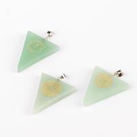 Natural Aventurine Pendants Green Aventurine with Brass Triangle silver color plated Unisex green Sold By PC