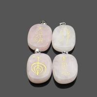 Rose Quartz Pendant with Brass Ellipse silver color plated Unisex pink Sold By PC