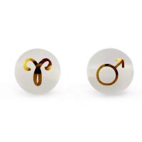 Natural Clear Quartz Beads Round gilding chiseled out & DIY & with constellation symbols & frosted white 10-14mm Sold By PC