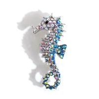 Rhinestone Brooch Zinc Alloy Seahorse platinum color plated Unisex & with rhinestone Sold By PC