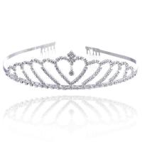 Bridal Tiaras Zinc Alloy Crown platinum color plated for woman & with rhinestone 160mm Sold By PC