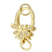 Brass Lobster Clasp gold color plated fashion jewelry & DIY & micro pave cubic zirconia golden 24mm Approx 4mm Sold By Lot