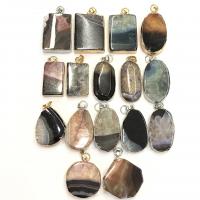 Agate Jewelry Pendants Dragon Veins Agate with Brass plated Unisex 20x38- Sold By PC