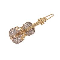 Hair Clip Zinc Alloy Violin plated for woman & with rhinestone 59mm Sold By PC