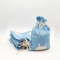 Tissu en coton Sac drawstring, durable, bleu, 130x180mm, Environ 100PC/sac, Vendu par sac
