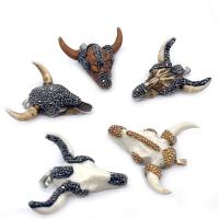 Acrylic Pendants with Rhinestone Clay Pave & Brass Horn plated DIY Sold By PC