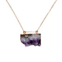 Amethyst Connector with Zinc Alloy irregular purple 25-36x20-38mm Sold By PC