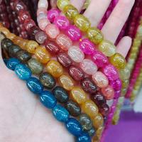 Perles en verre craquelé, Des billes de verre, ovale, DIY, plus de couleurs à choisir, 10x13.50mm, Trou:Environ 0.8mm, Environ 28PC/brin, Vendu par Environ 11 pouce brin