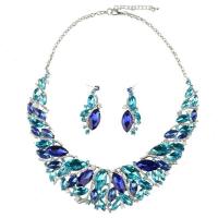 Crystal Jewelry Sets earring & necklace Zinc Alloy with Crystal with 2.75 inch extender chain plated 2 pieces & for woman 56mm Length Approx 17.71 Inch Sold By Set