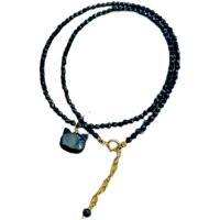 Collar de Nácar, Espinela, con Nácar & aleación de zinc, Gato, para mujer, Negro, 10x10mm, longitud 42 cm, Vendido por UD