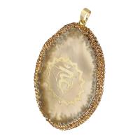 Bijoux pendentifs agate, laiton, avec Agate, Placage de couleur d'or, bijoux de mode & DIY & avec strass, 47x69x5.50mm, Trou:Environ 5mm, 5PC/lot, Vendu par lot