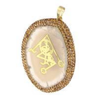 Bijoux pendentifs agate, laiton, avec Agate, Placage de couleur d'or, bijoux de mode & DIY & avec strass, 46x60x6mm, Trou:Environ 5mm, 5PC/lot, Vendu par lot