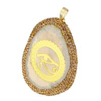 Agate Jewelry Pendants Brass with Agate gold color plated fashion jewelry & DIY & with rhinestone Approx 5mm Sold By Lot