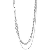 Plastic Pearl Necklace 314 Stainless Steel with Plastic Pearl with 2.36inch extender chain Double Layer & fashion jewelry & for woman nickel lead & cadmium free Length Approx 17.1 Inch Sold By PC