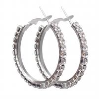 Brass Hoop Earring brass hoop earring for woman & with rhinestone silver color Sold By Pair